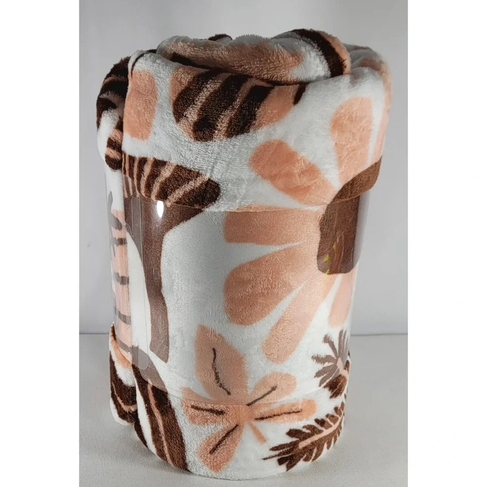 The Big One Fall Icons Oversized Fleece Throw - 5' x 6'  Acorn, Mushroom, Flower